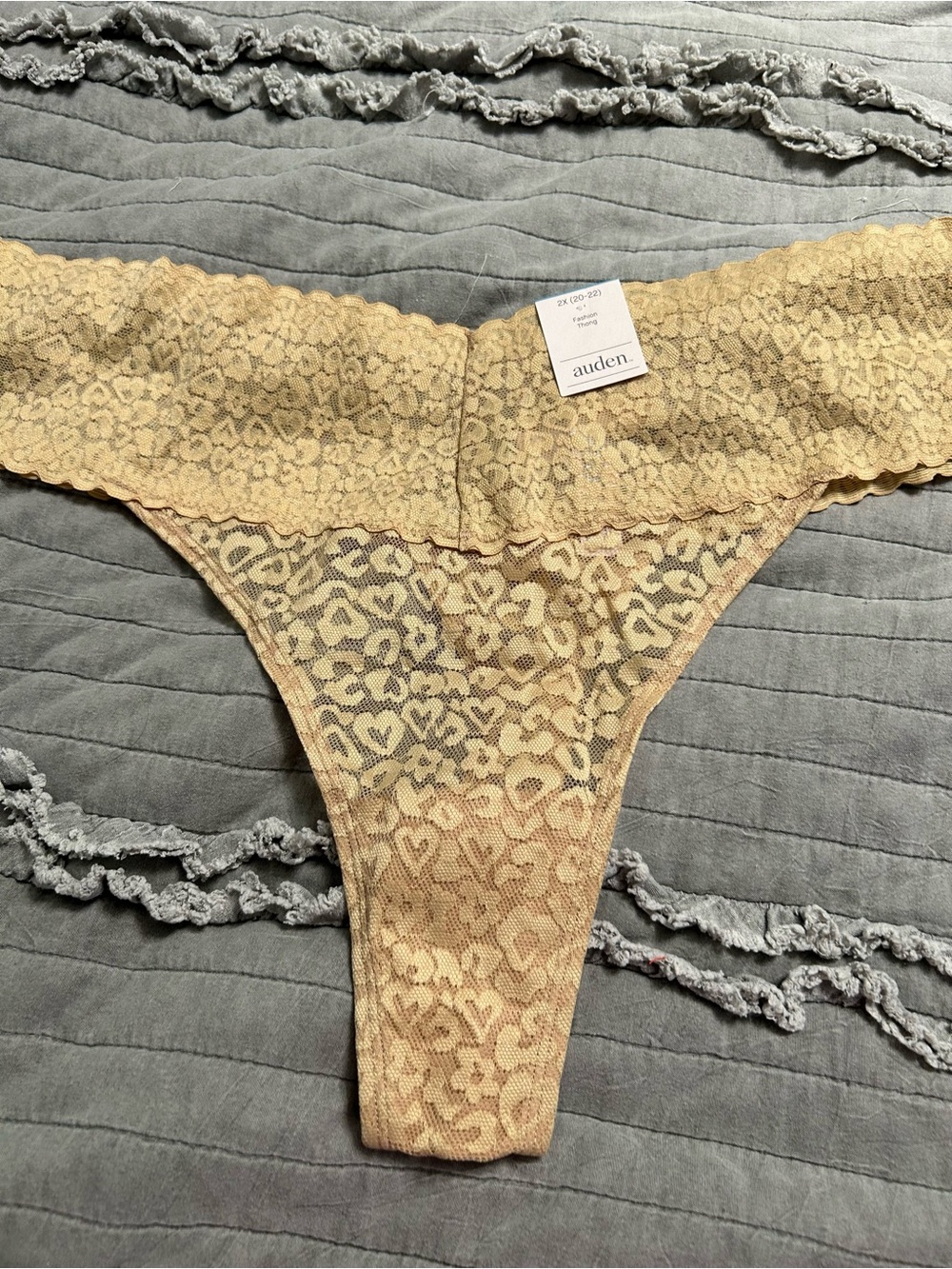 Auden Beige Floral Lace Fashion Thong - 2X
